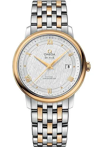 Omega De Ville Prestige Co-Axial Watch - 39.5 mm Steel And Yellow Gold Case - White Silvery Dial - 424.20.40.20.02.001