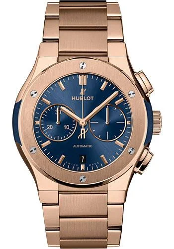 Hublot Classic Fusion Blue Chronograph King Gold Bracelet Watch - 42 mm - Blue Dial-540.OX.7180.OX