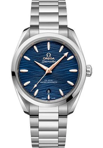 Omega Seamaster Aqua Terra 150M Co-Axial Master Chronometer Ladies Watch - 38 mm Steel Case - Waved Blue Dial - 220.10.38.20.03.002