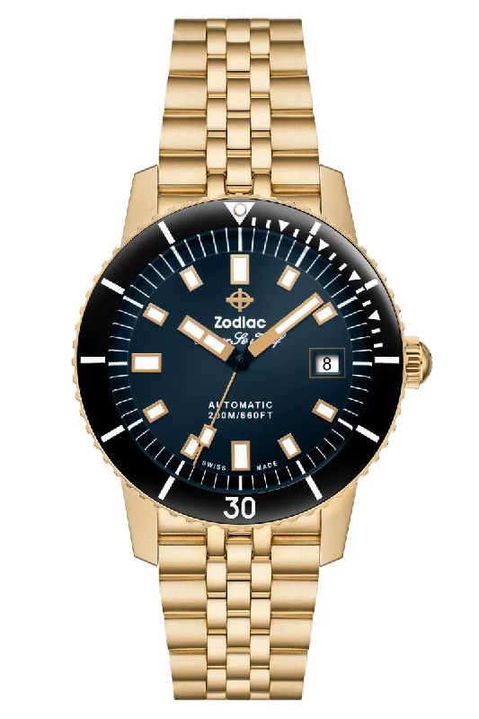 Zodiac Super Sea Wolf Compression 18K Gold-Plated Automatic ZO9308