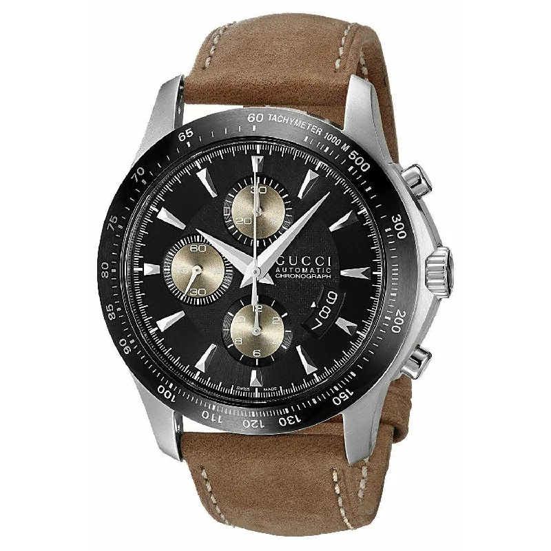 Gucci Men's YA126240 G-Timeless Chronograph Brown Leather Watch