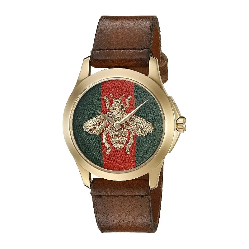 Gucci Men's YA126451 Le Marche Des Merveilles Brown Leather Watch