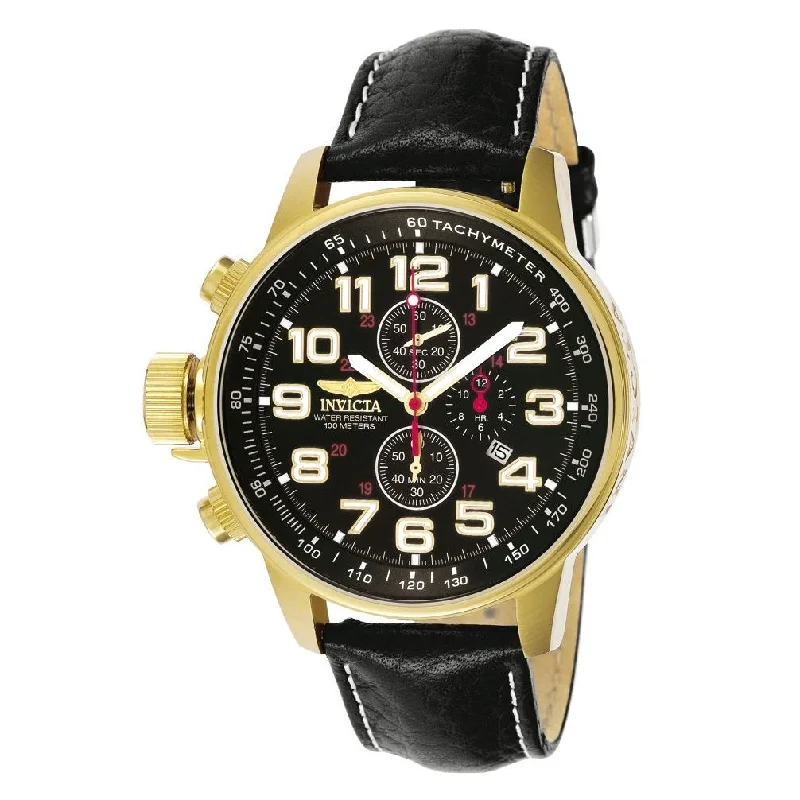 Invicta Men's 3330 I-Force Lefty Chronograph Black Leather Watch