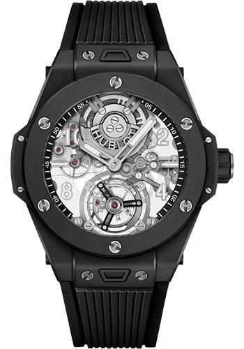 Hublot Big Bang Tourbillon Automatic Black Magic Watch - 45 mm - Sapphire Dial - Black Rubber Strap-419.CI.0170.RX