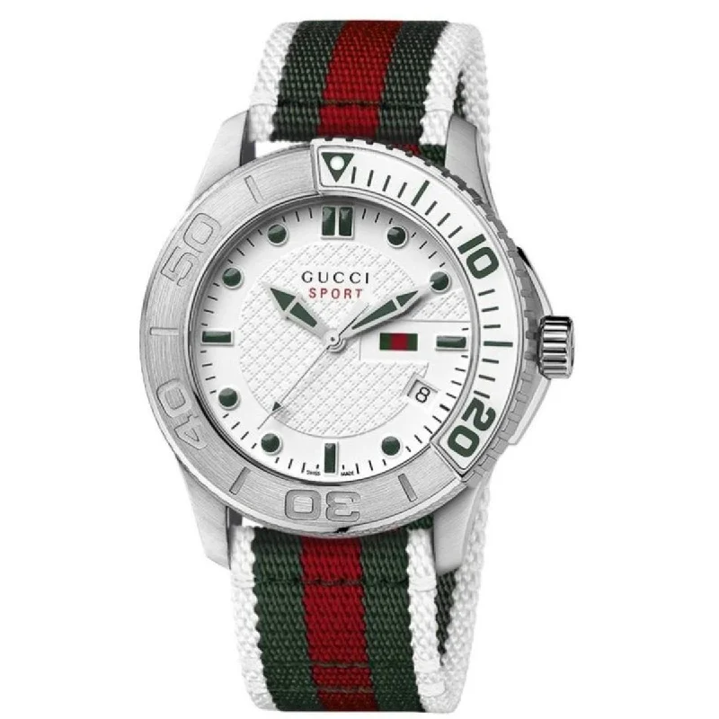 Gucci Men's YA126231 G-Timeless Dive Sport Gucci pattern Nylon Watch