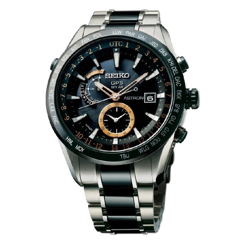 Seiko Men's SAST017 Astron GPS Solar Limited Edition World Time Two-Tone Titanium and Ceramic Watch