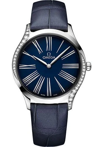 Omega De Ville Tresor Quartz Watch - 36 mm Steel Case - Blue Dial - Blue Leather Strap - 428.18.36.60.03.001