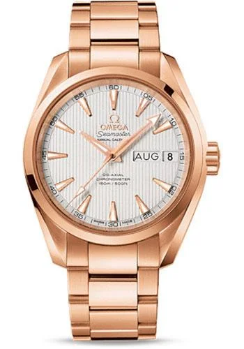 Omega Seamaster Aqua Terra Co-Axial Annual Calendar Watch - 38.5 mm Red Gold Case - Teak-Silver Dial - 231.50.39.22.02.001