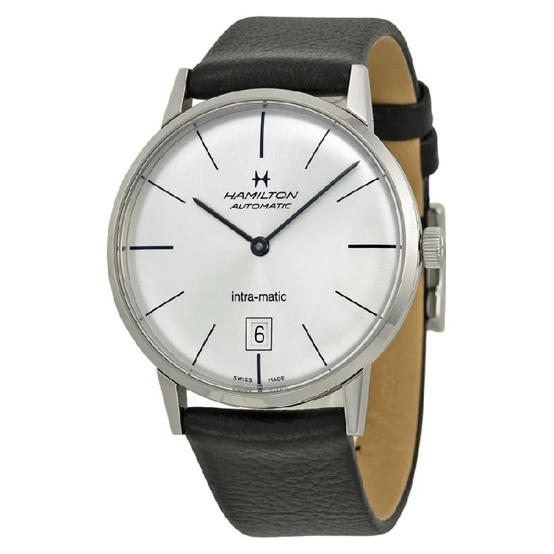 Hamilton Men's H38455751 Intra-Matic Automatic Black Leather Watch