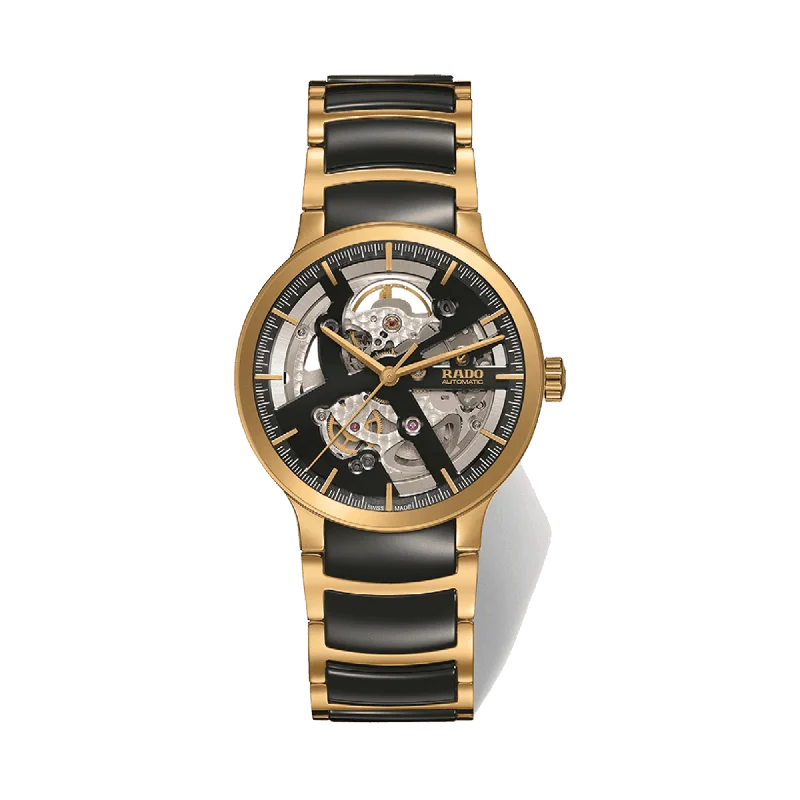 Rado Centrix Men's 38mm Ceramic & Gold Plated Skeleton Automatic Watch R30180162